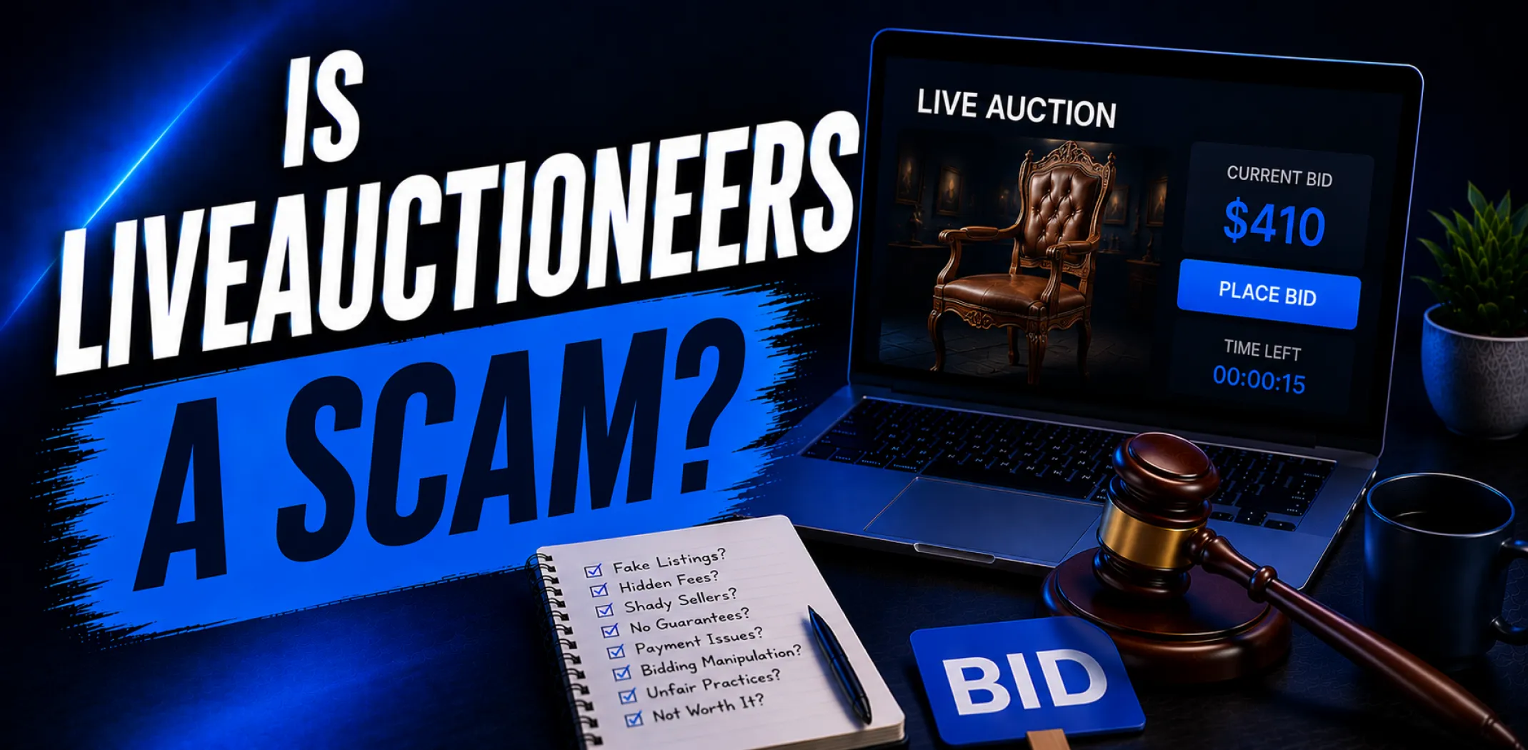Featured image for an article answering the question "is LiveAuctioneers a scam?"