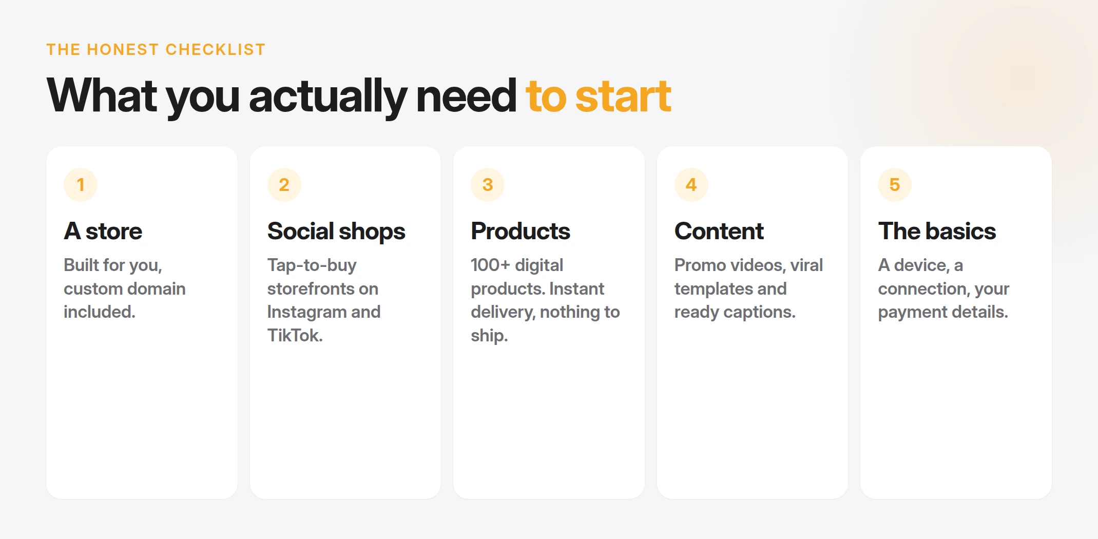 what you need to start