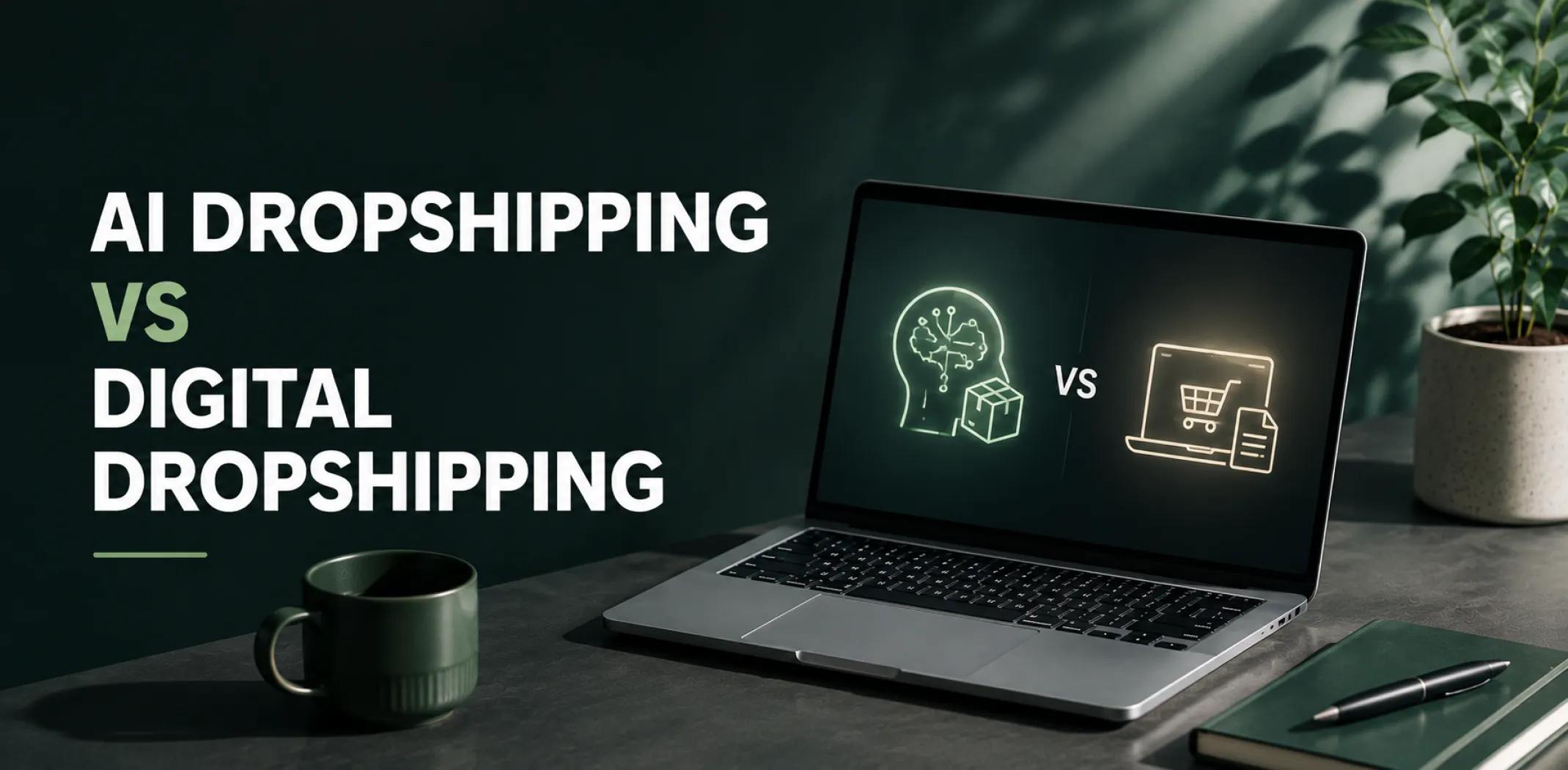 Featured image for a breakdown of AI dropshipping vs digital dropshipping