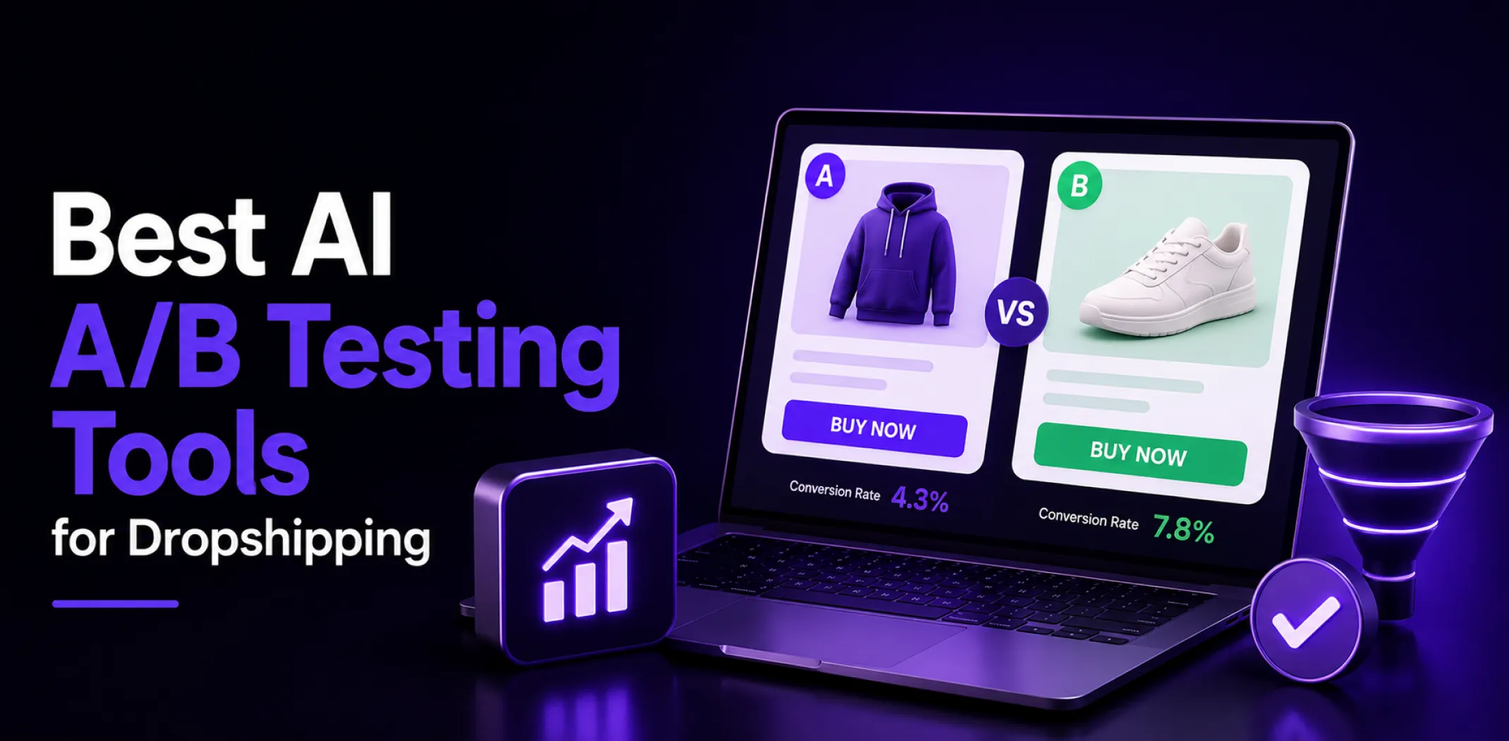 Featured image for an article about the best AI A/B testing tools for dropshipping