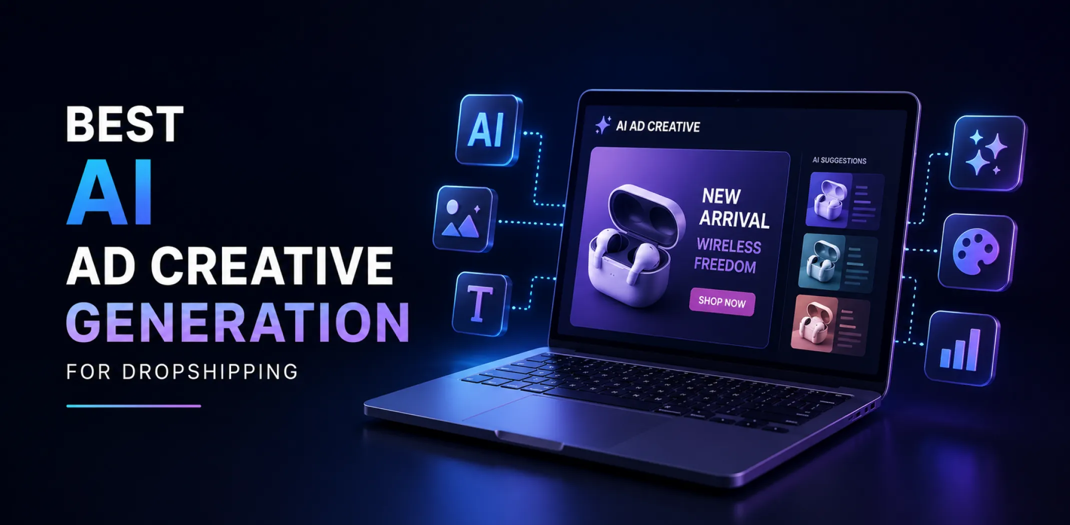 Featured image for an article about the best AI ad creative generation for dropshipping