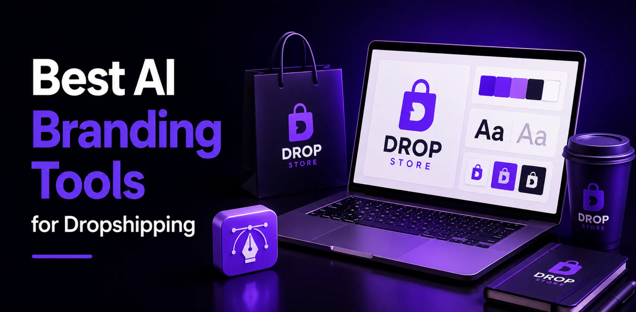 Featured image for an article about the best AI branding tools for dropshipping