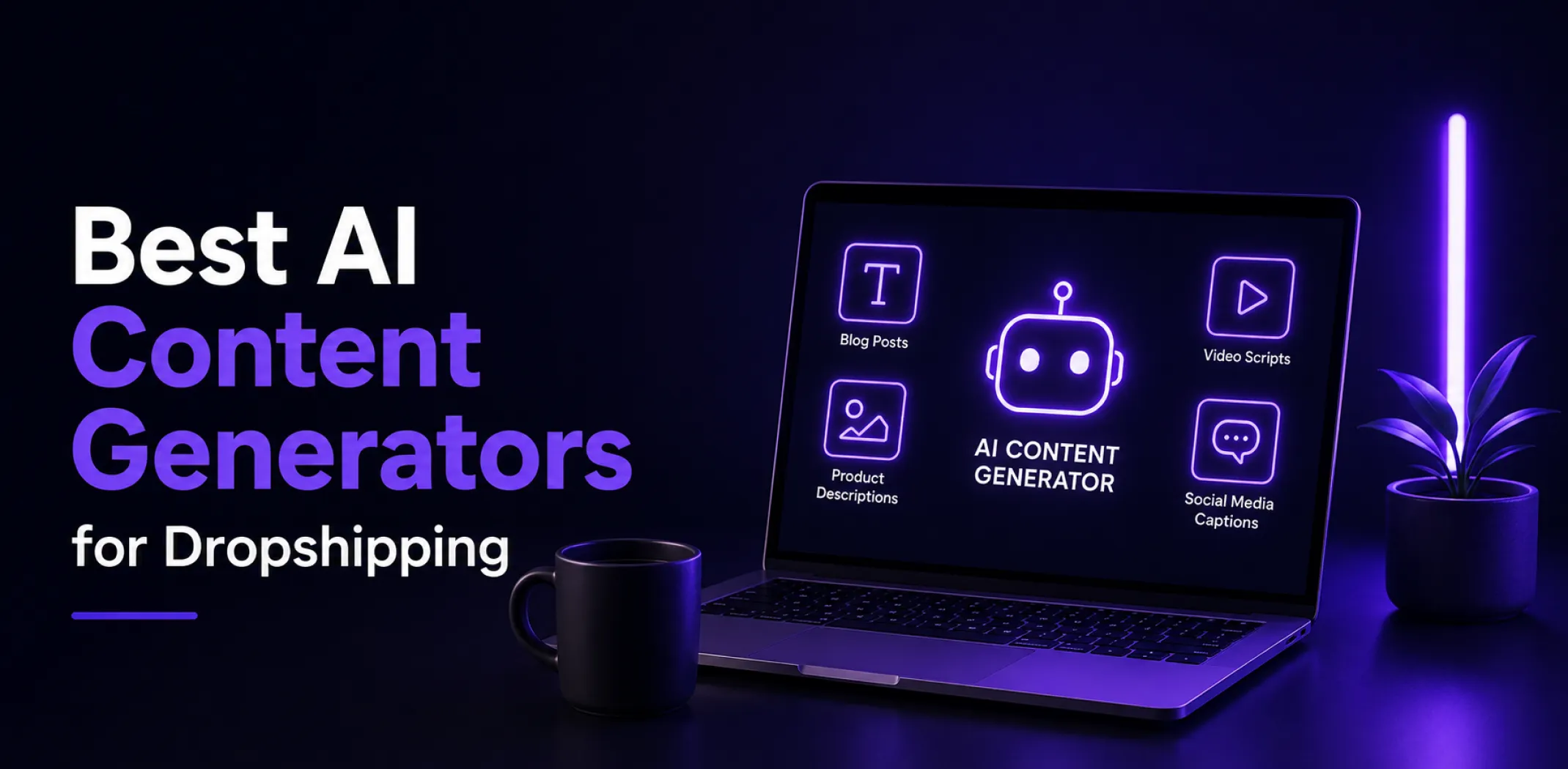 Featured image for an article about the best AI content generators for dropshipping