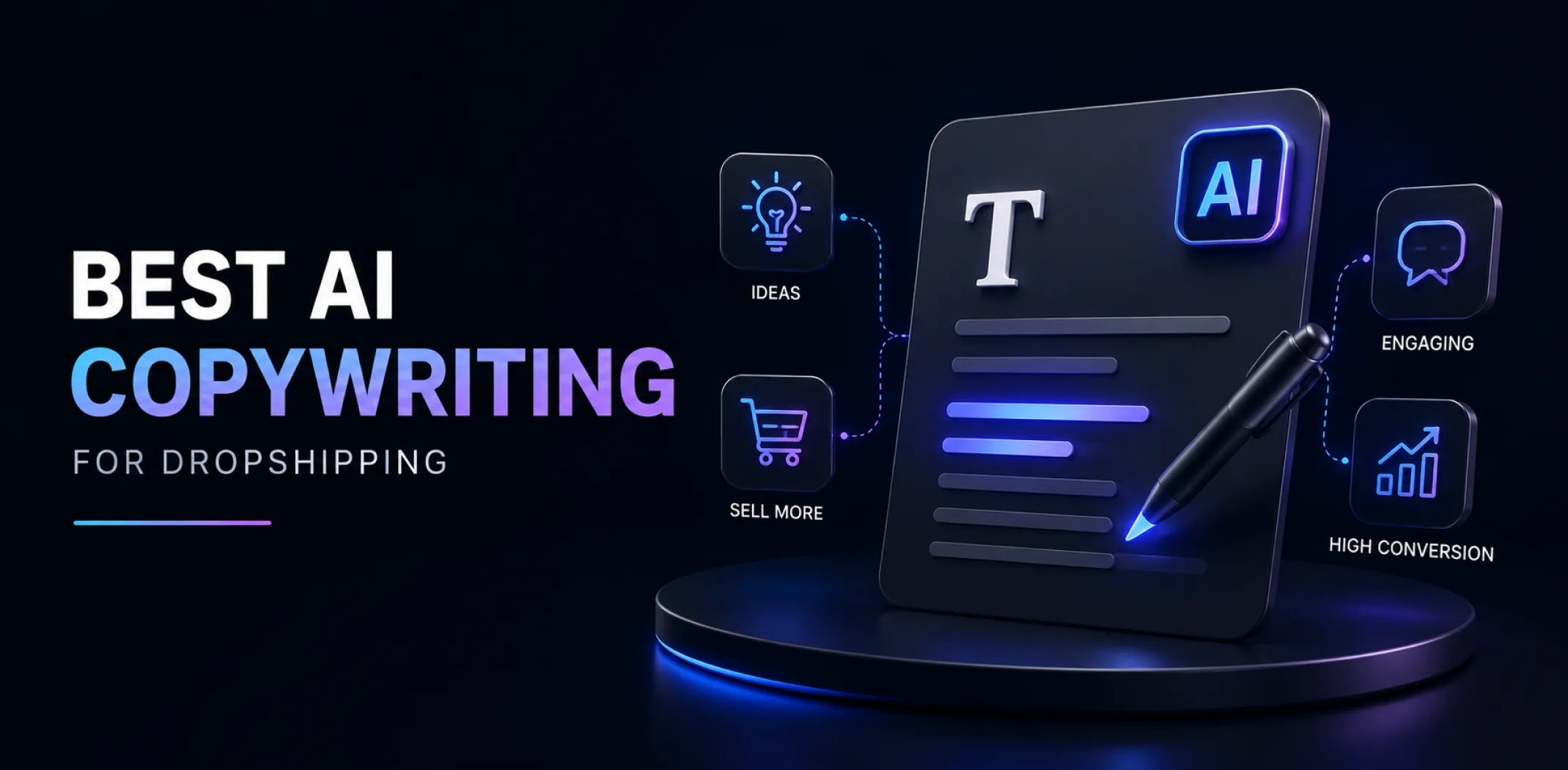 Featured image for an article about the best AI copywriting for dropshipping