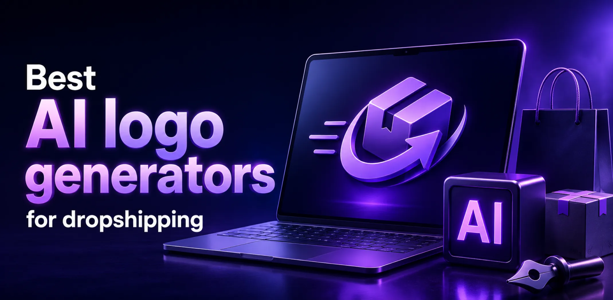 Featured image for an article about the best AI logo generators for dropshipping