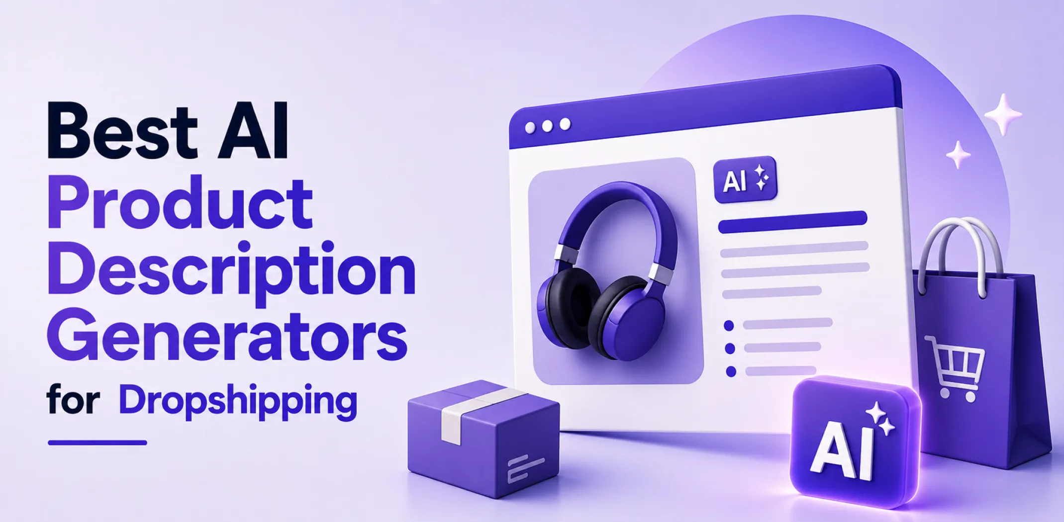 Featured image for an article about the best AI product description generators for dropshipping