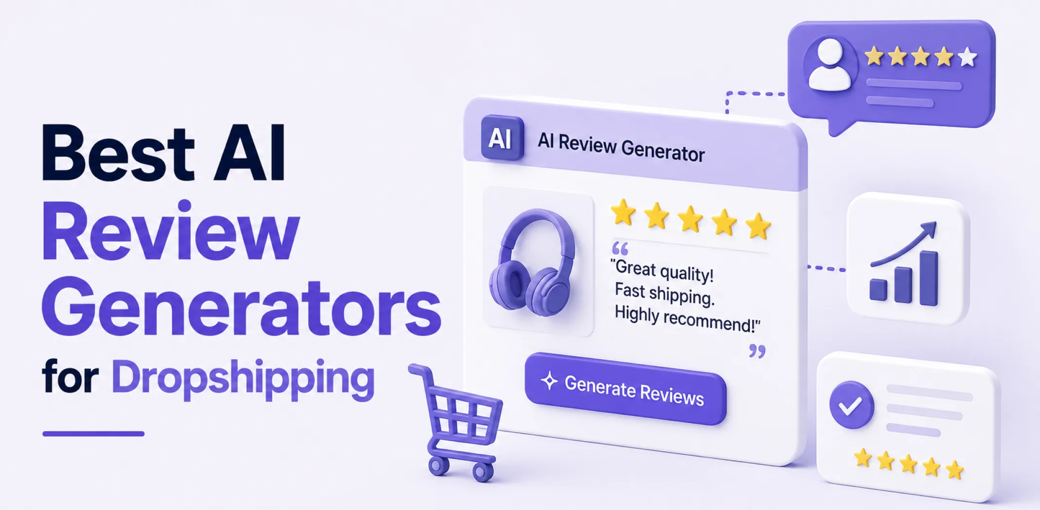 Featured image for an article about the best AI review generators for dropshiping