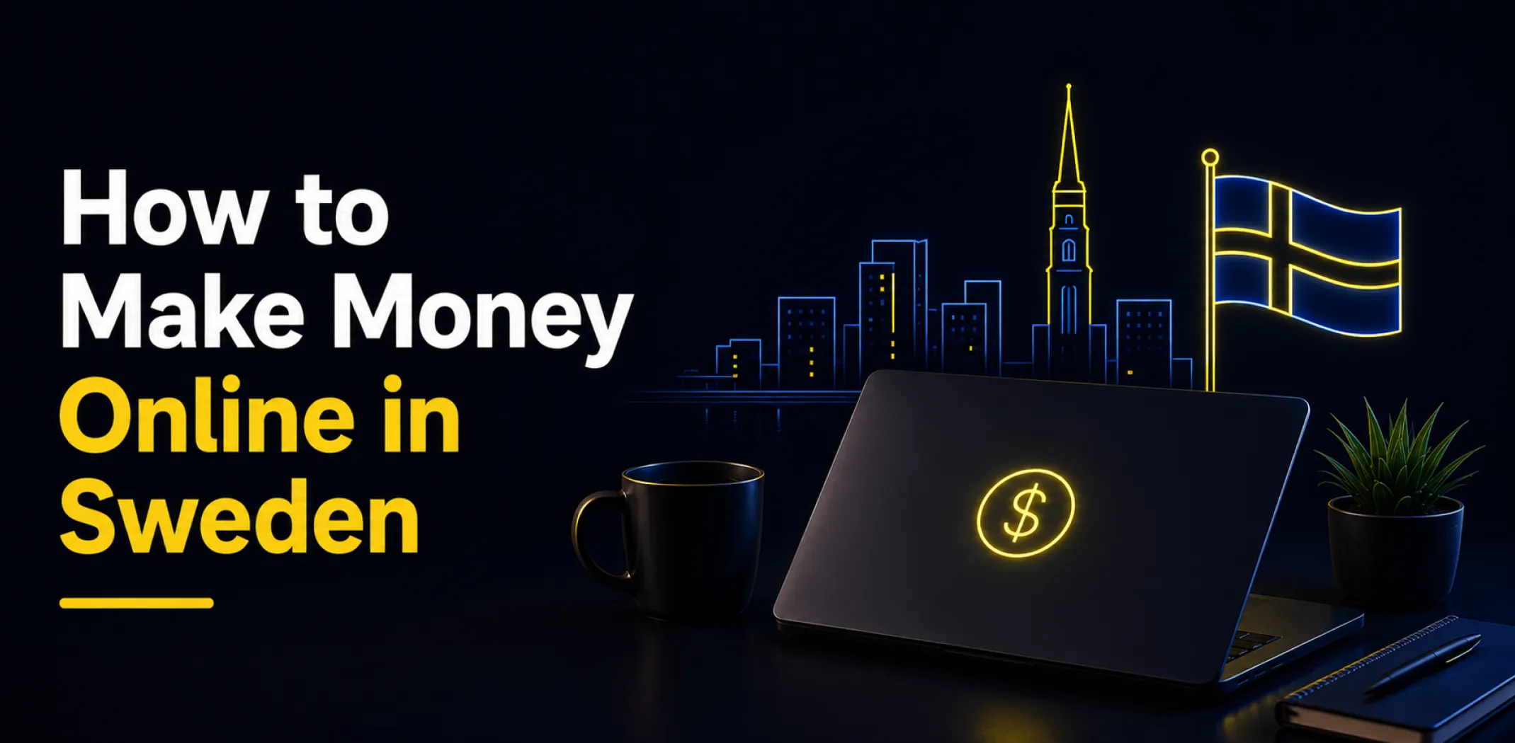 Featured image for an article about how to make money online in Sweden