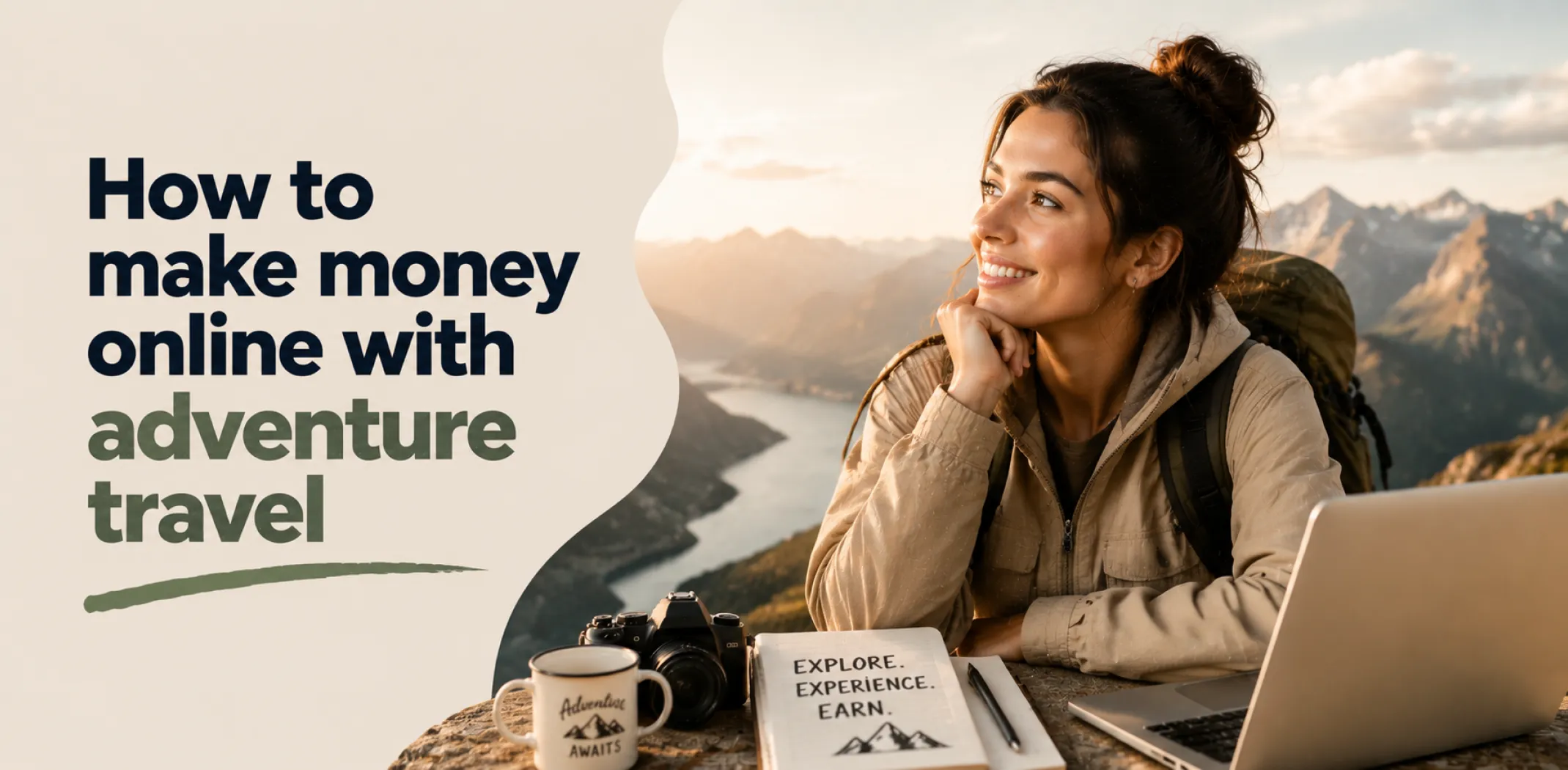 Featured image for an article about how to make money online with adventure travel