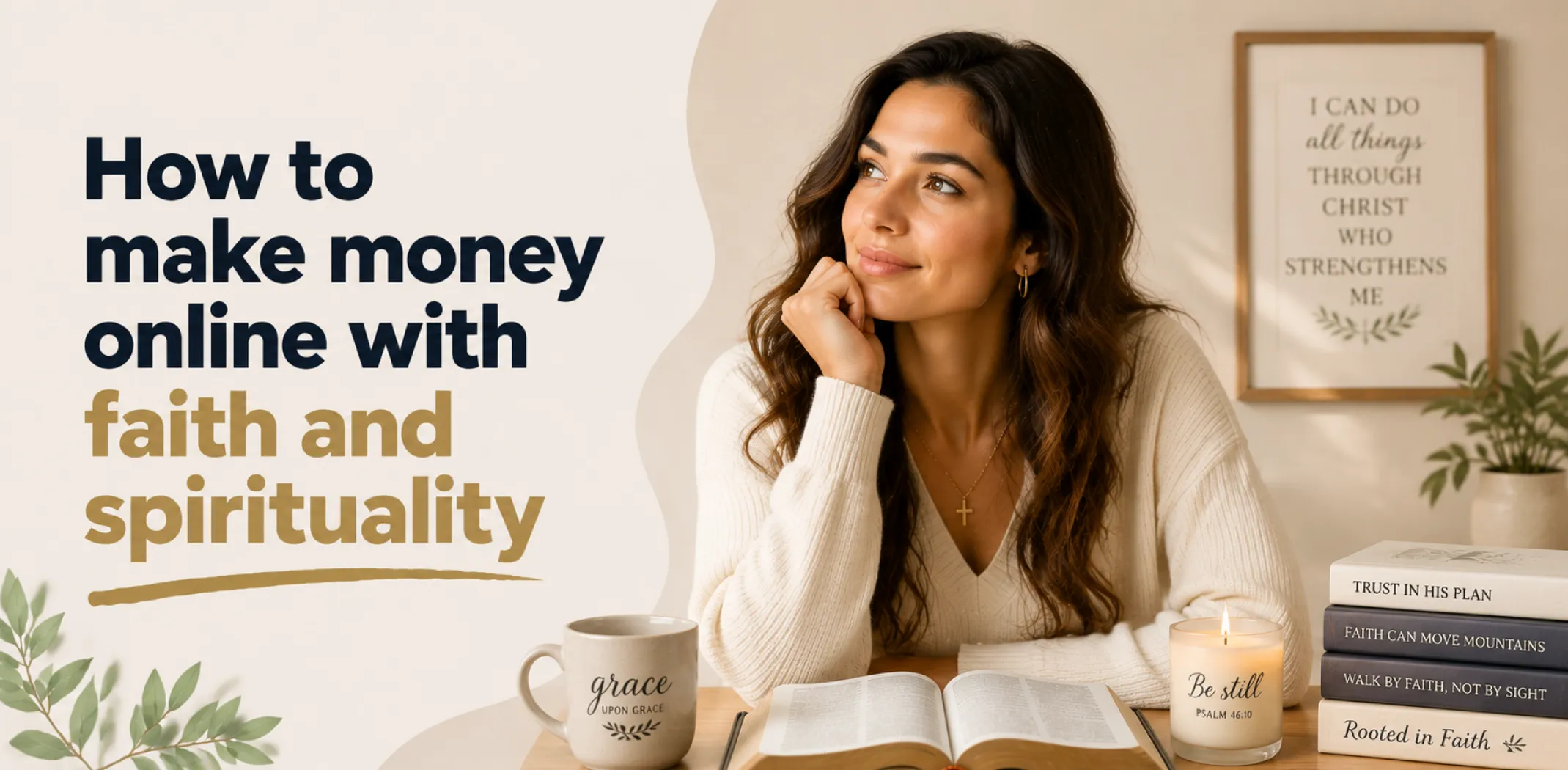 Featured image for an article about how to make money online with faith and spirituality