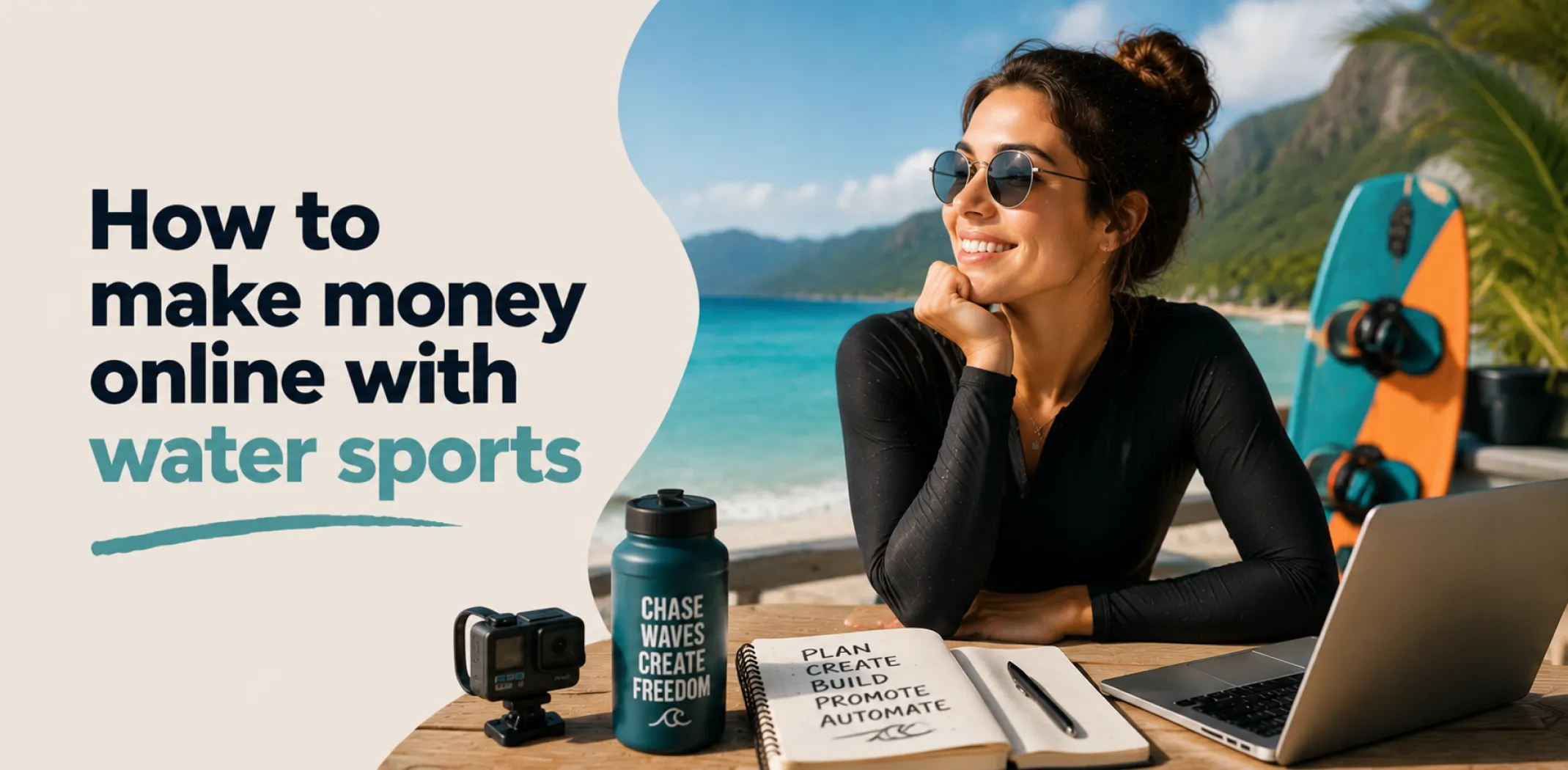 Featured image for an article about how to make money online with water sports