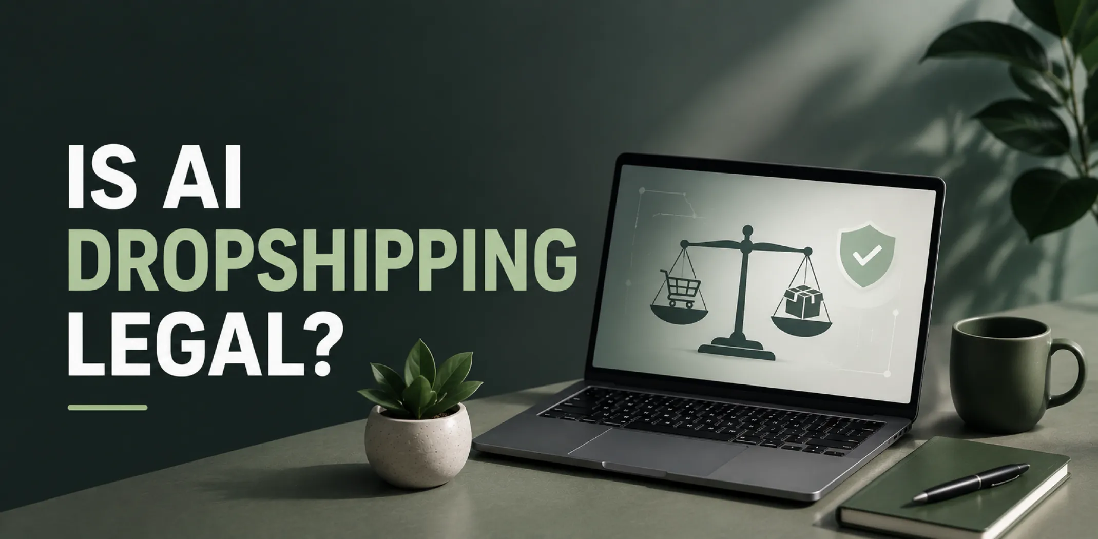 Featured image for an article answering the question "Is AI dropshipping legal?"