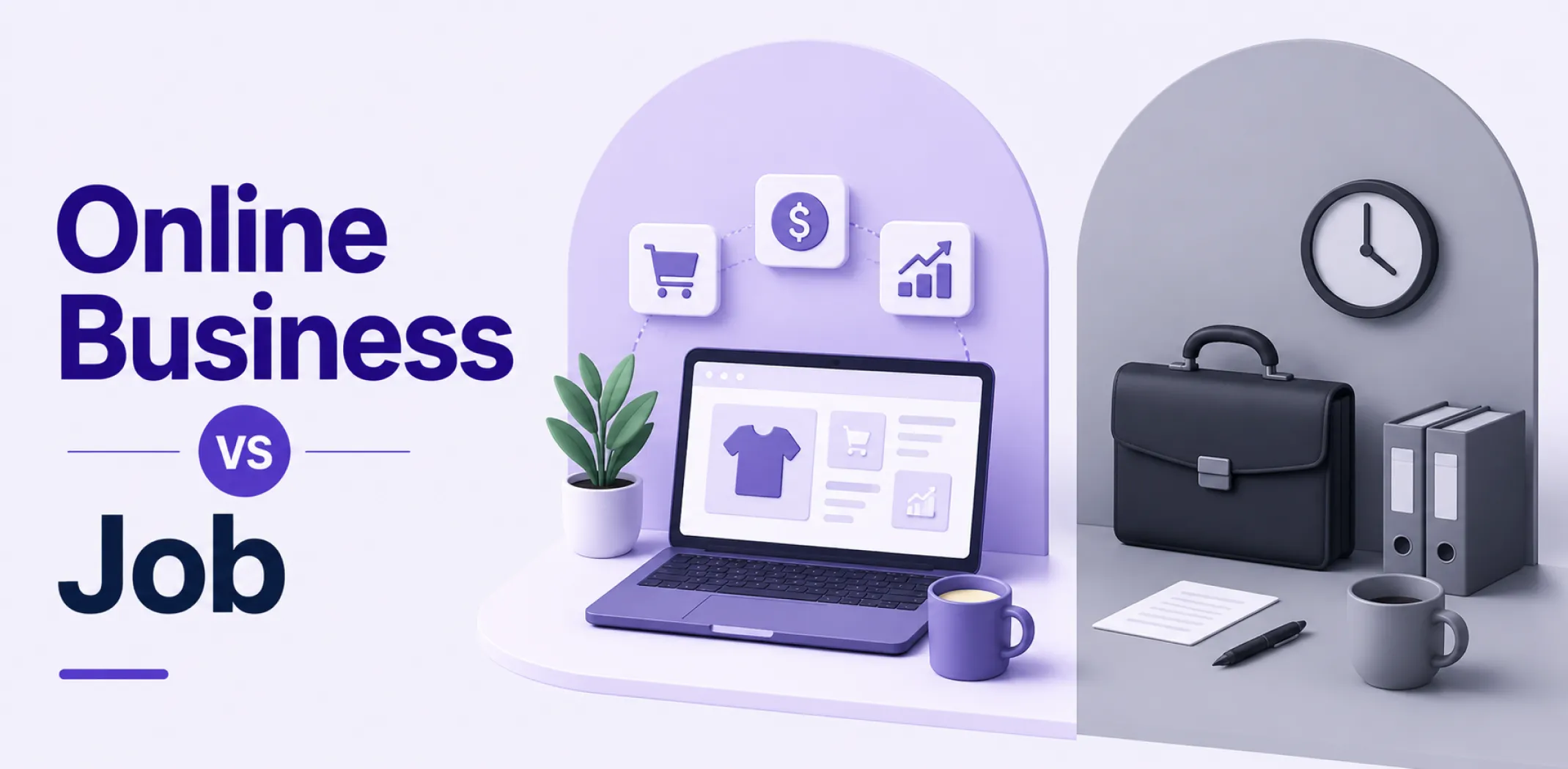 Featured image for a breakdown of online business vs job
