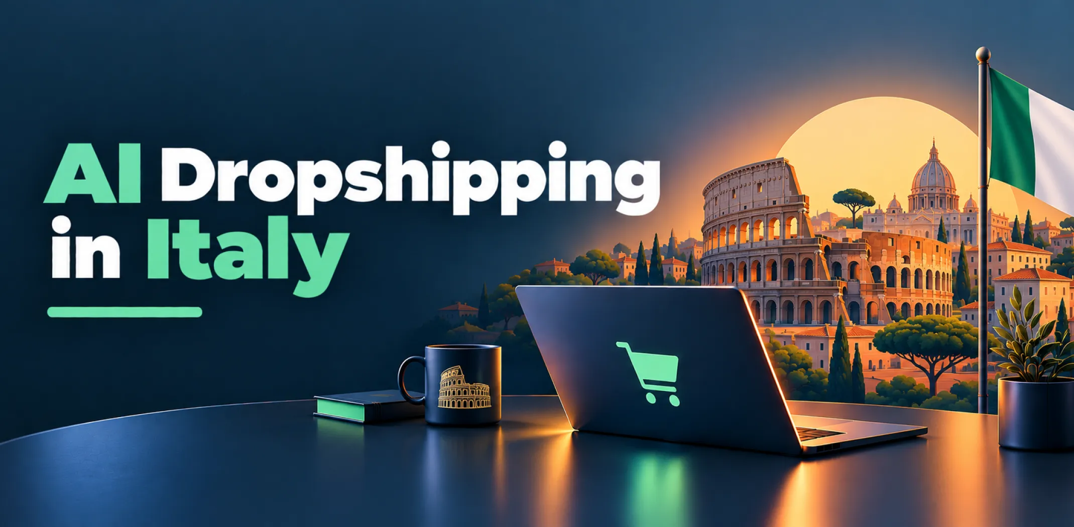Featured image for an article about AI dropshipping in Italy