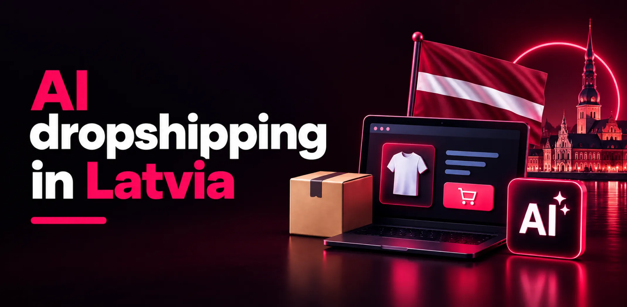 Featured image for an article about AI dropshipping in Latvia