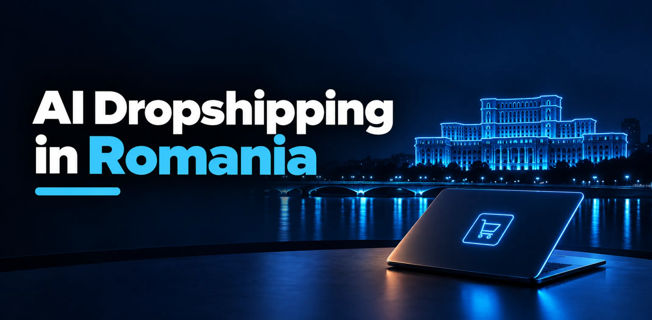 Featured image for an article about AI dropshipping in Romania