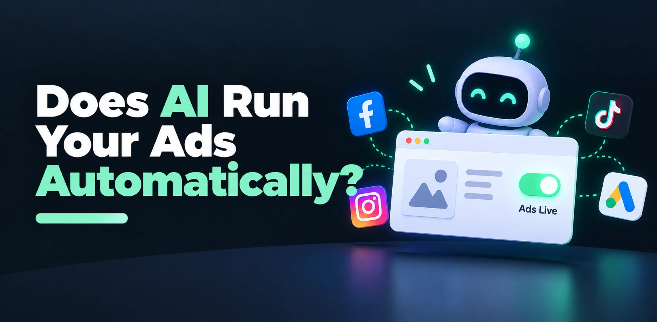 Featured image for an article answering the question "Does AI run ads automatically for dropshipping?"