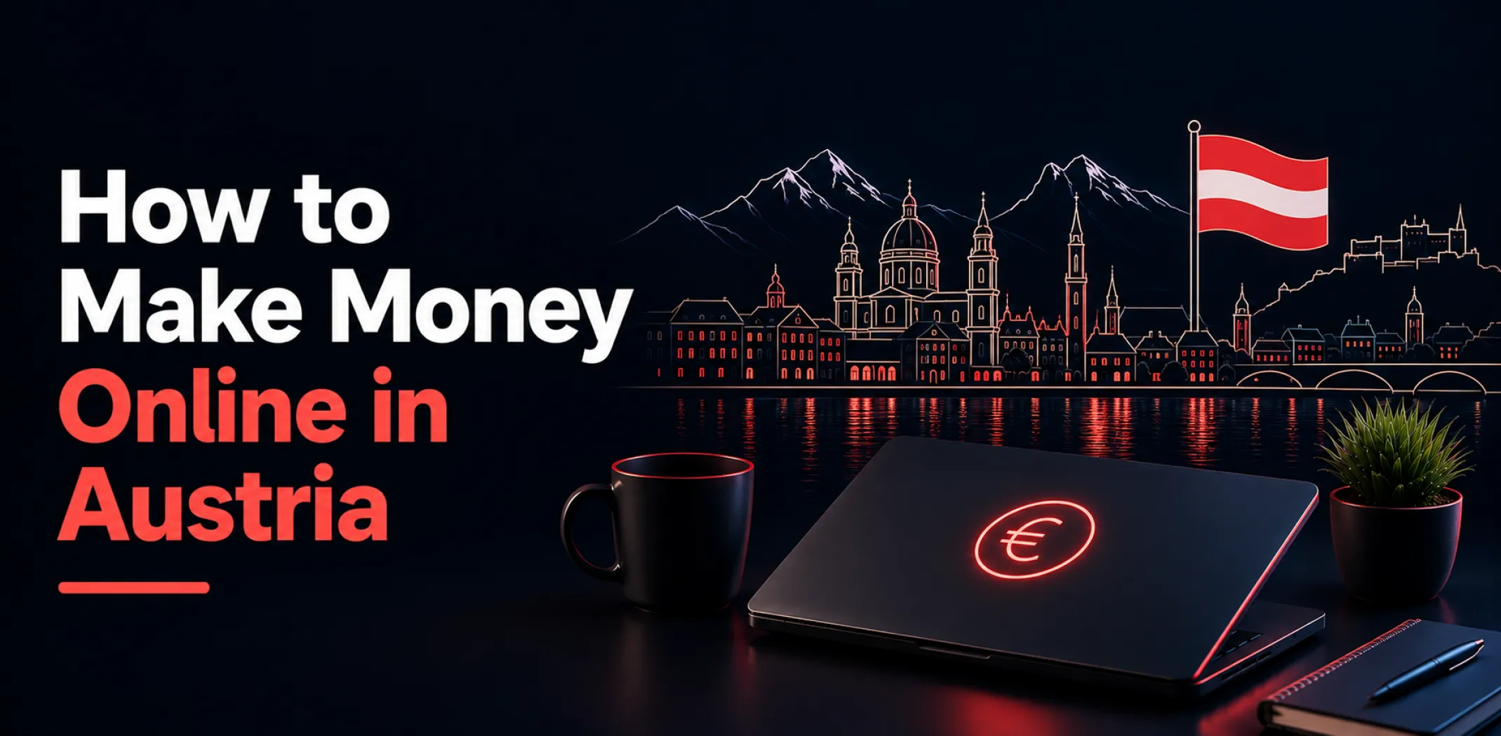 Featured image for an article about how to make money online in Austria