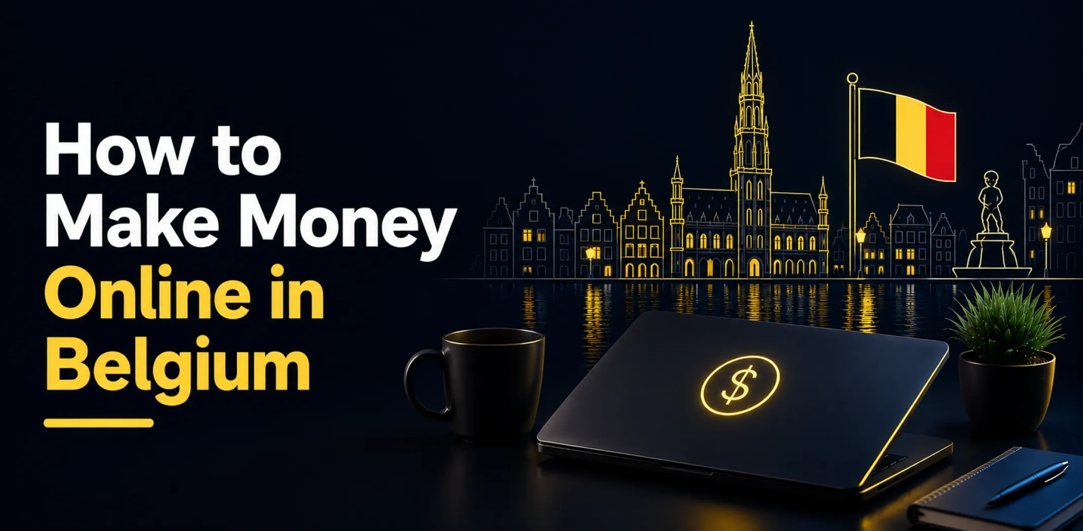 Featured image for an article about how to make money online in Belgium