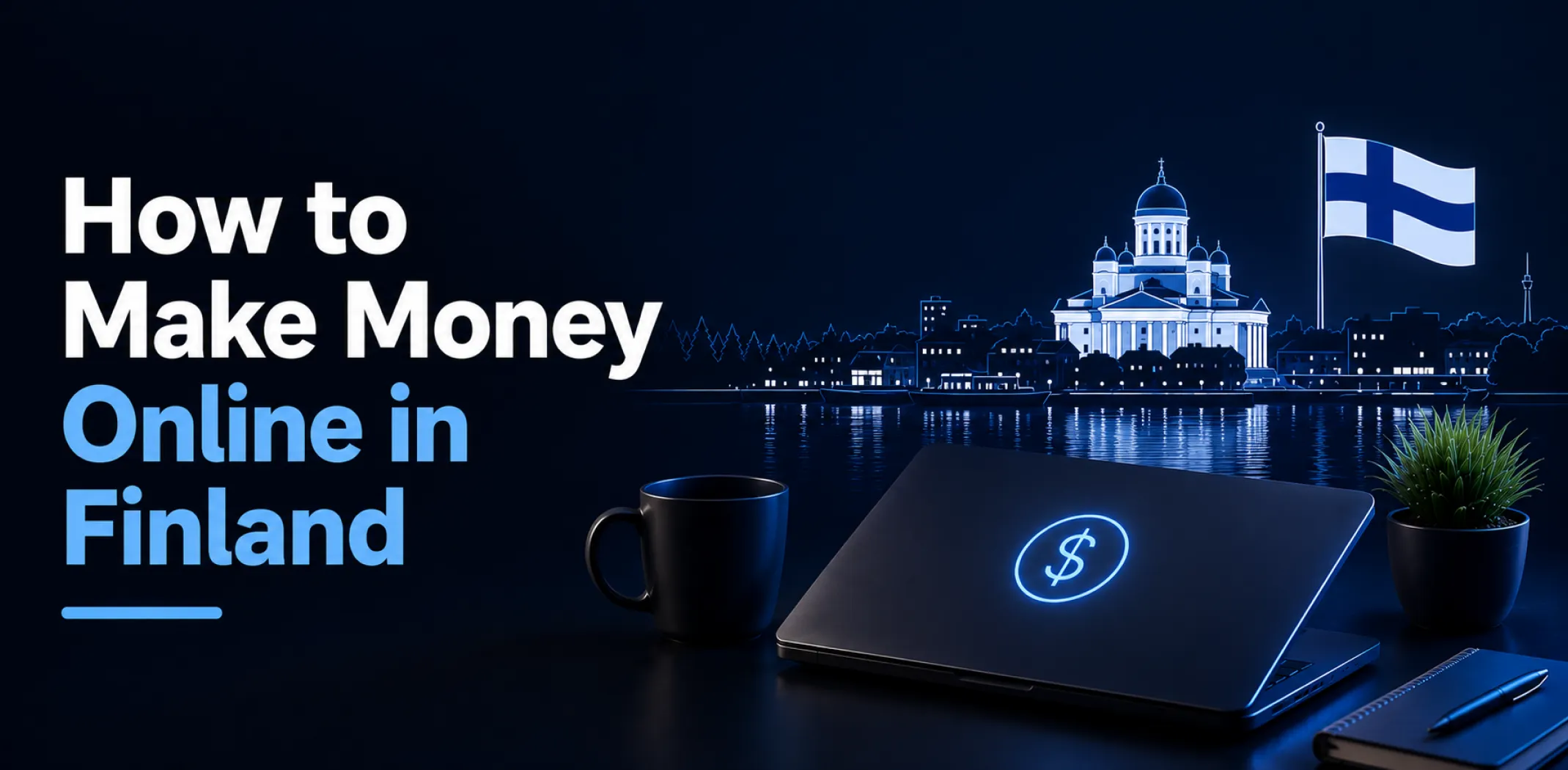 Featured image for an article about how to make money online in Finland