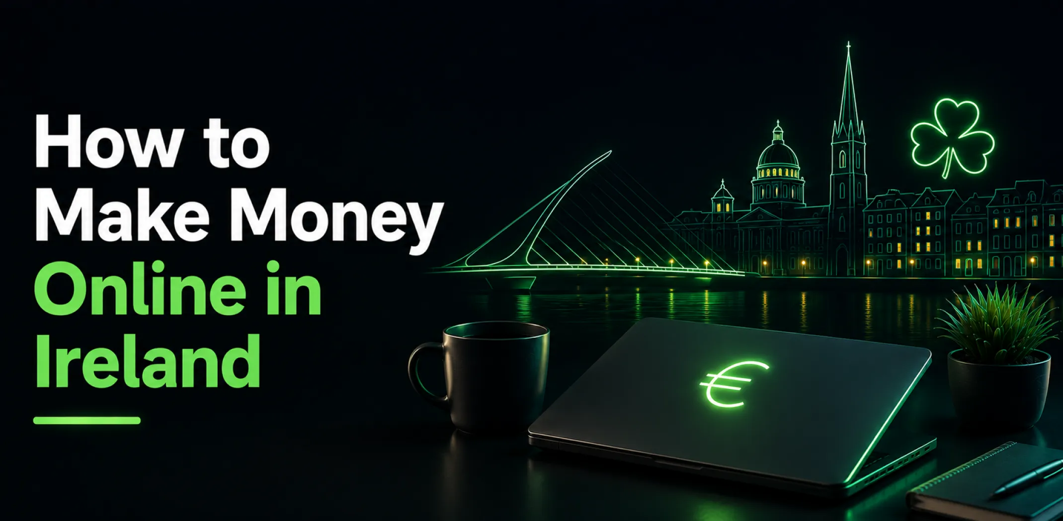 Featured image for an article about how to make money online in Ireland