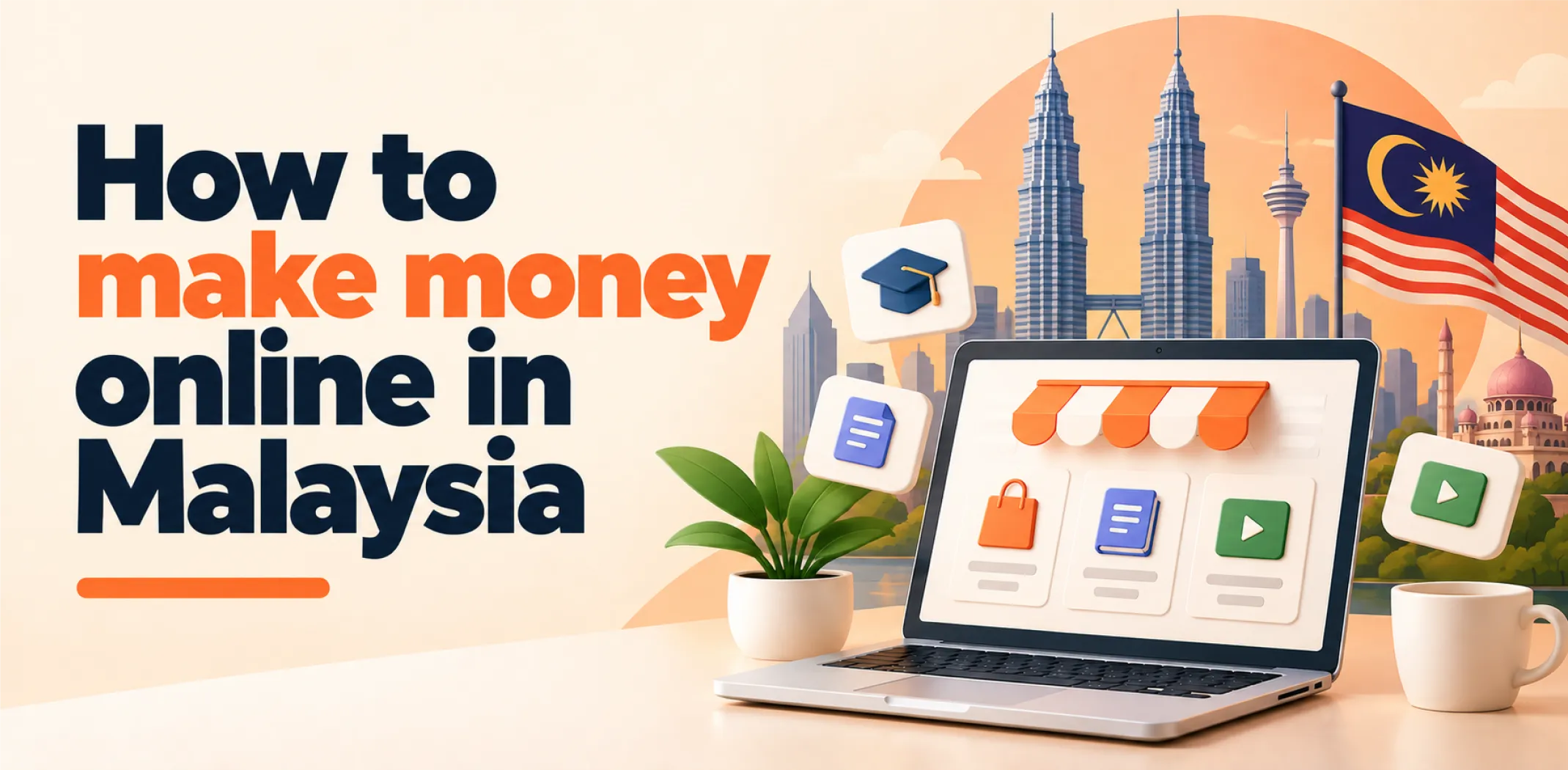 Featured image for an article about how to make money online in Malaysia