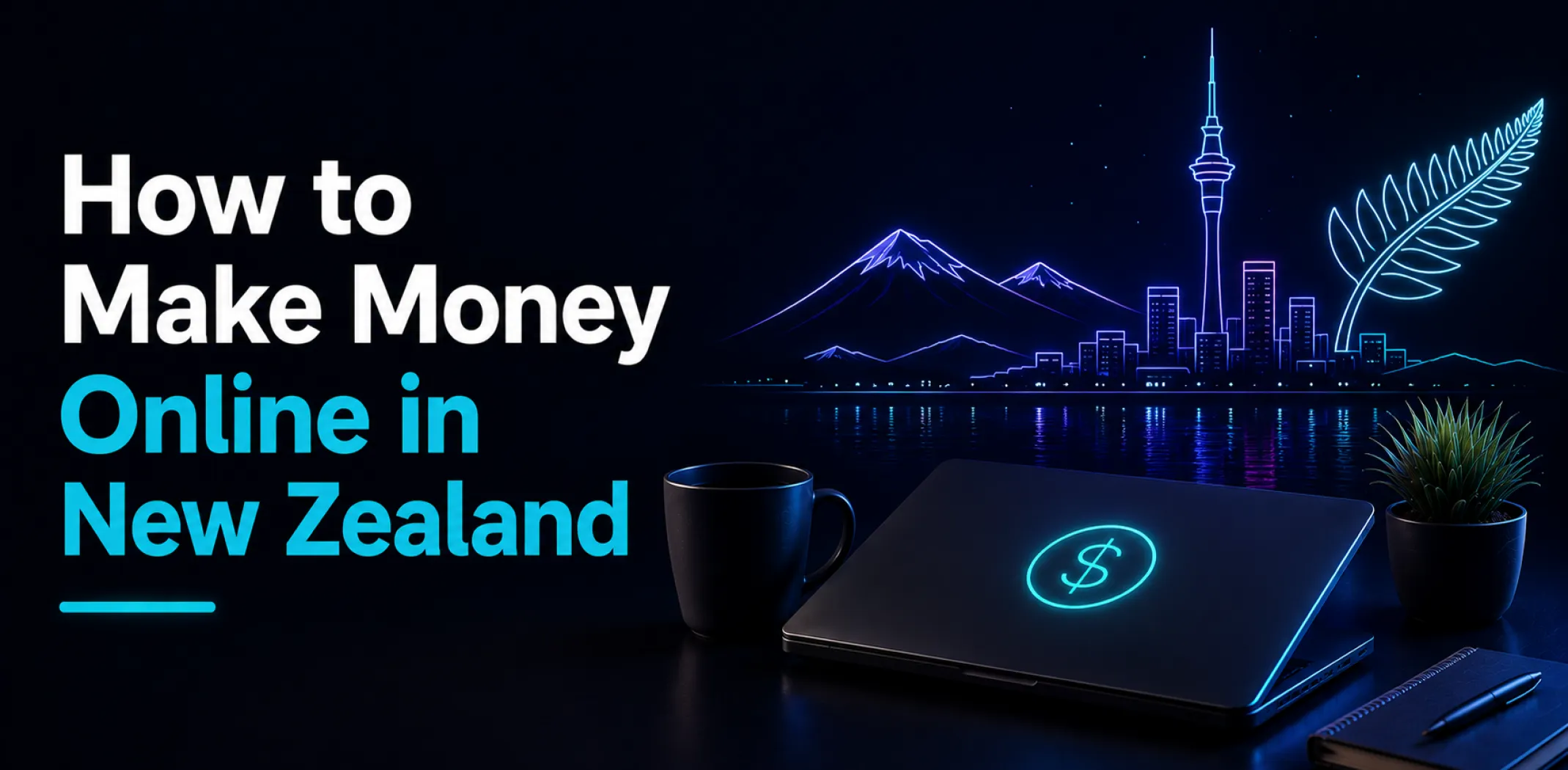 Featured image for an article about how to make money online in New Zealand