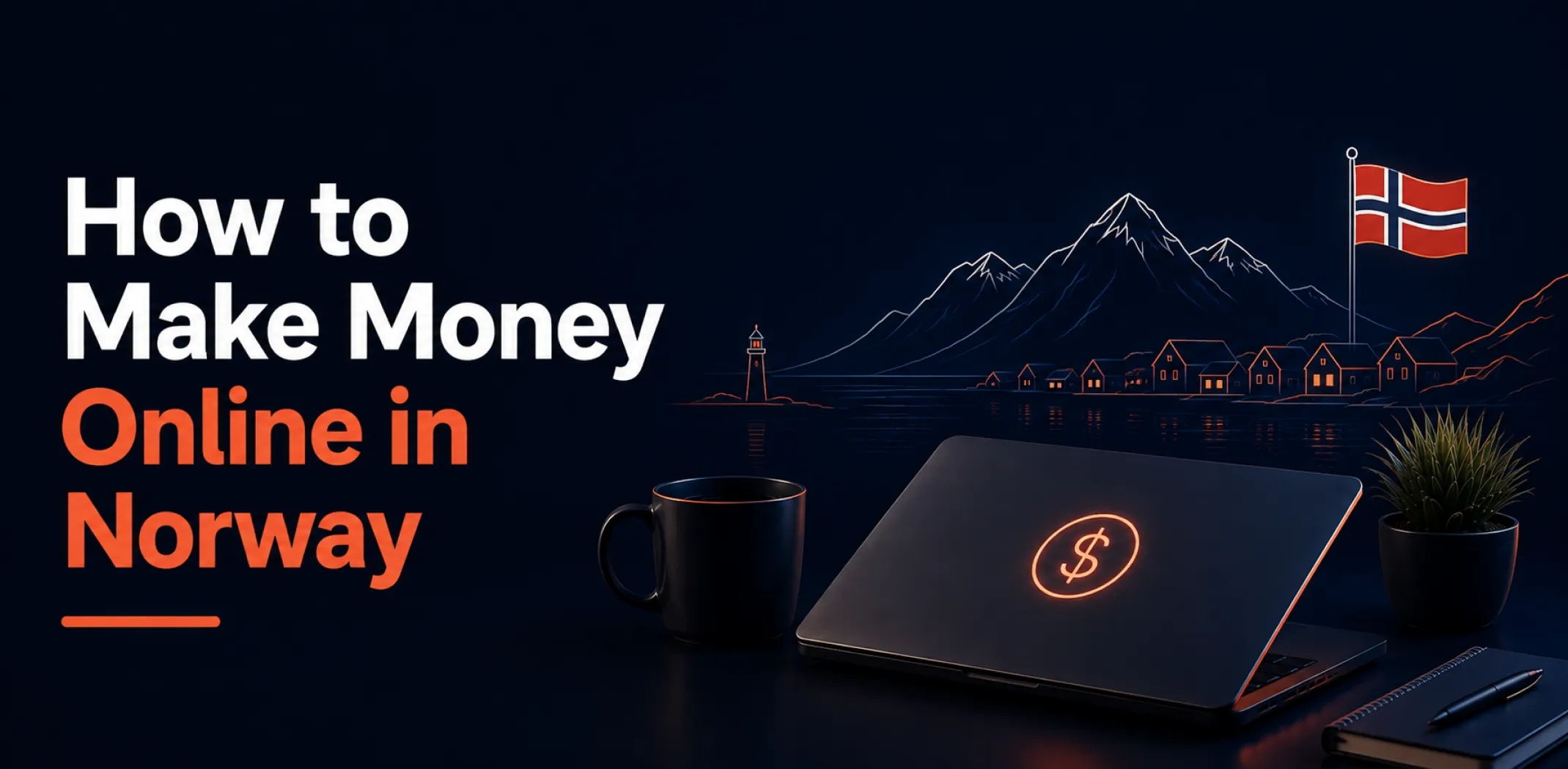 Featured image for an article about how to make money online in Norway