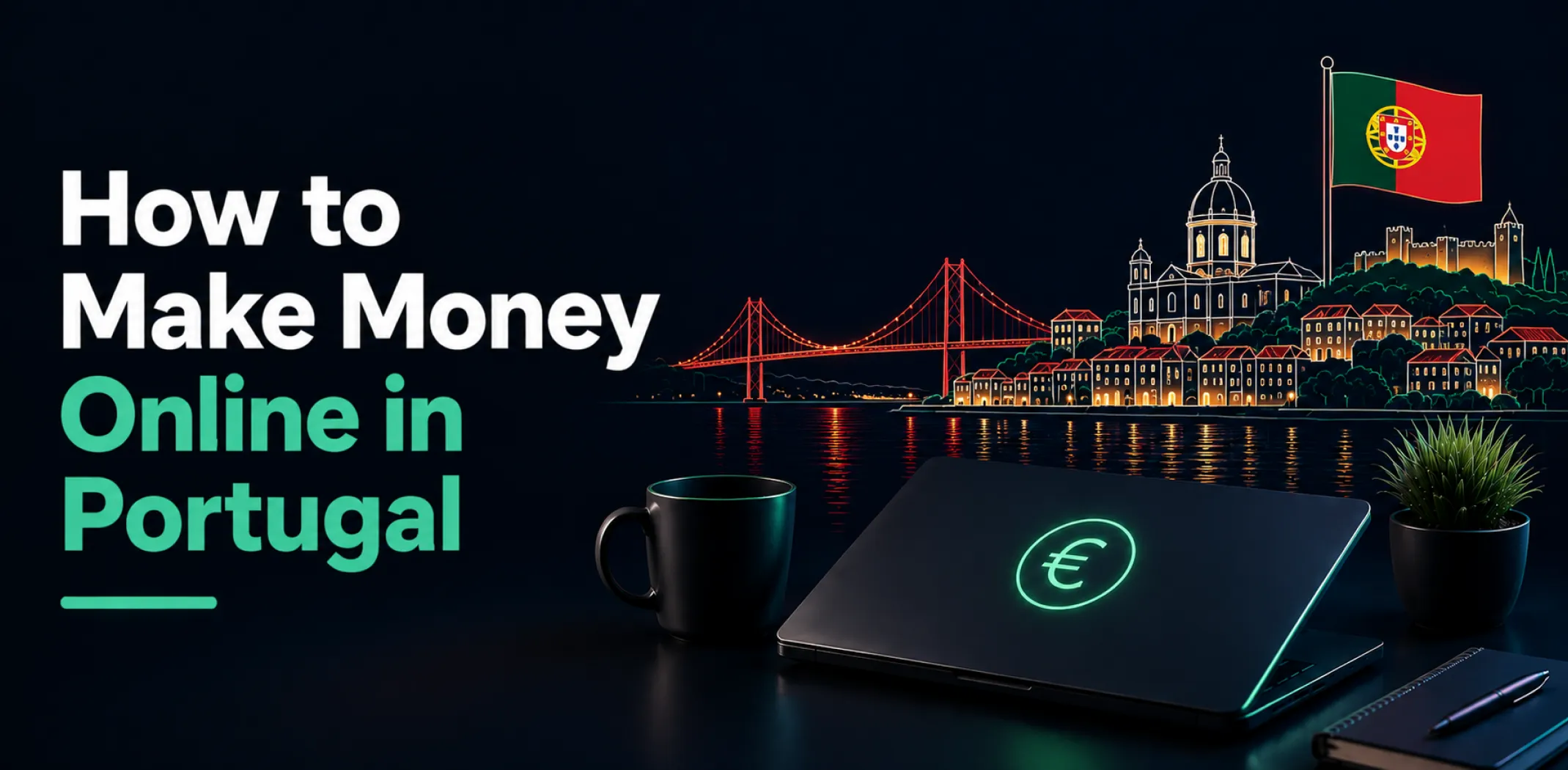 Featured image for an article about how to make money online in Portugal