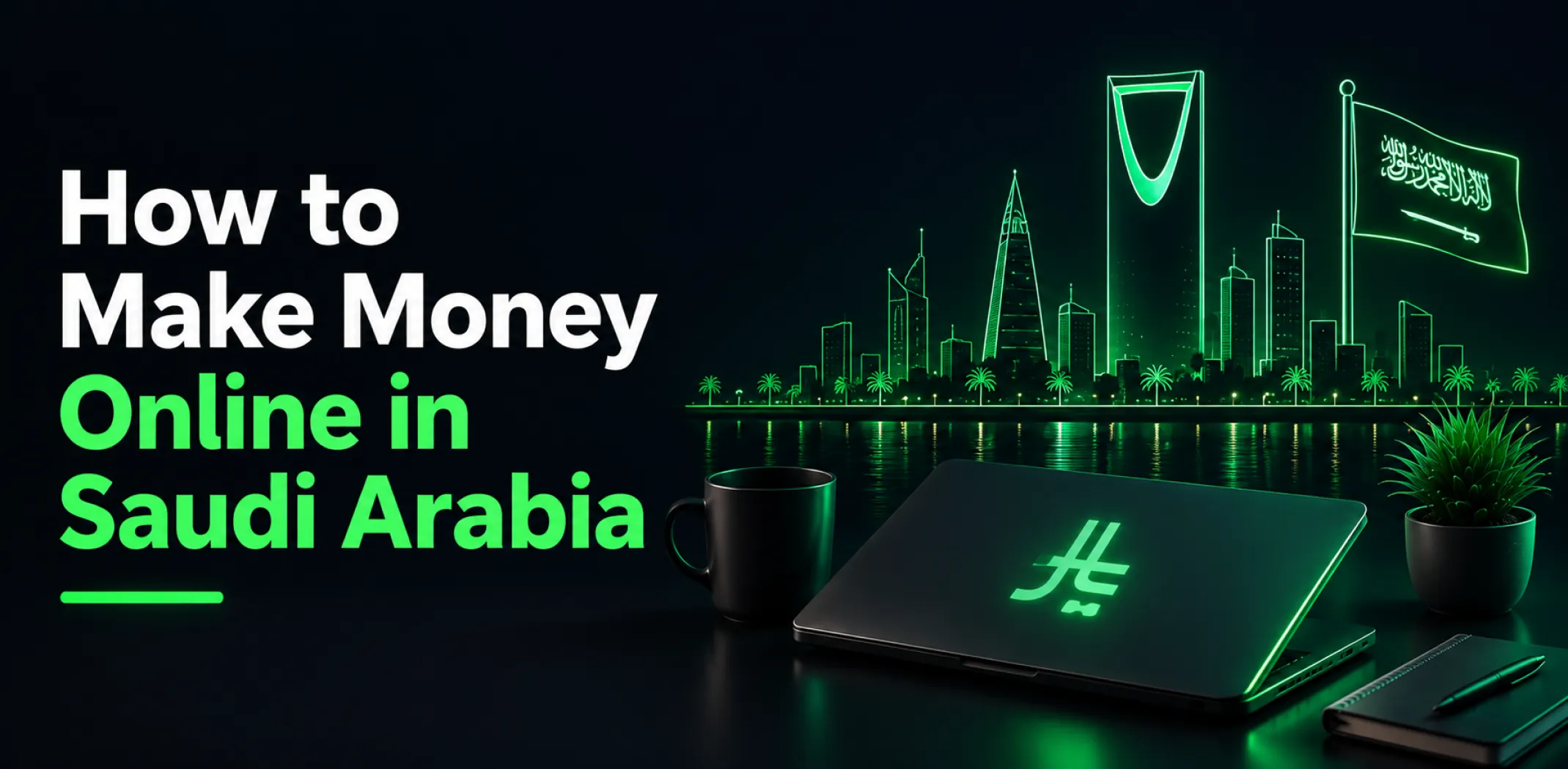 Featured image for an article about how to make money online in Saudi Arabia