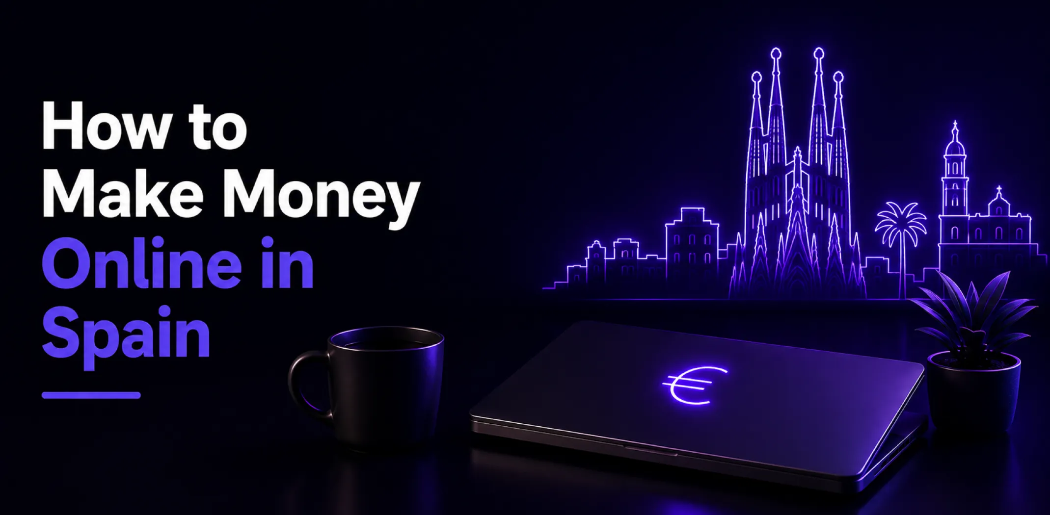 Featured image for an article about how to make money online in Spain