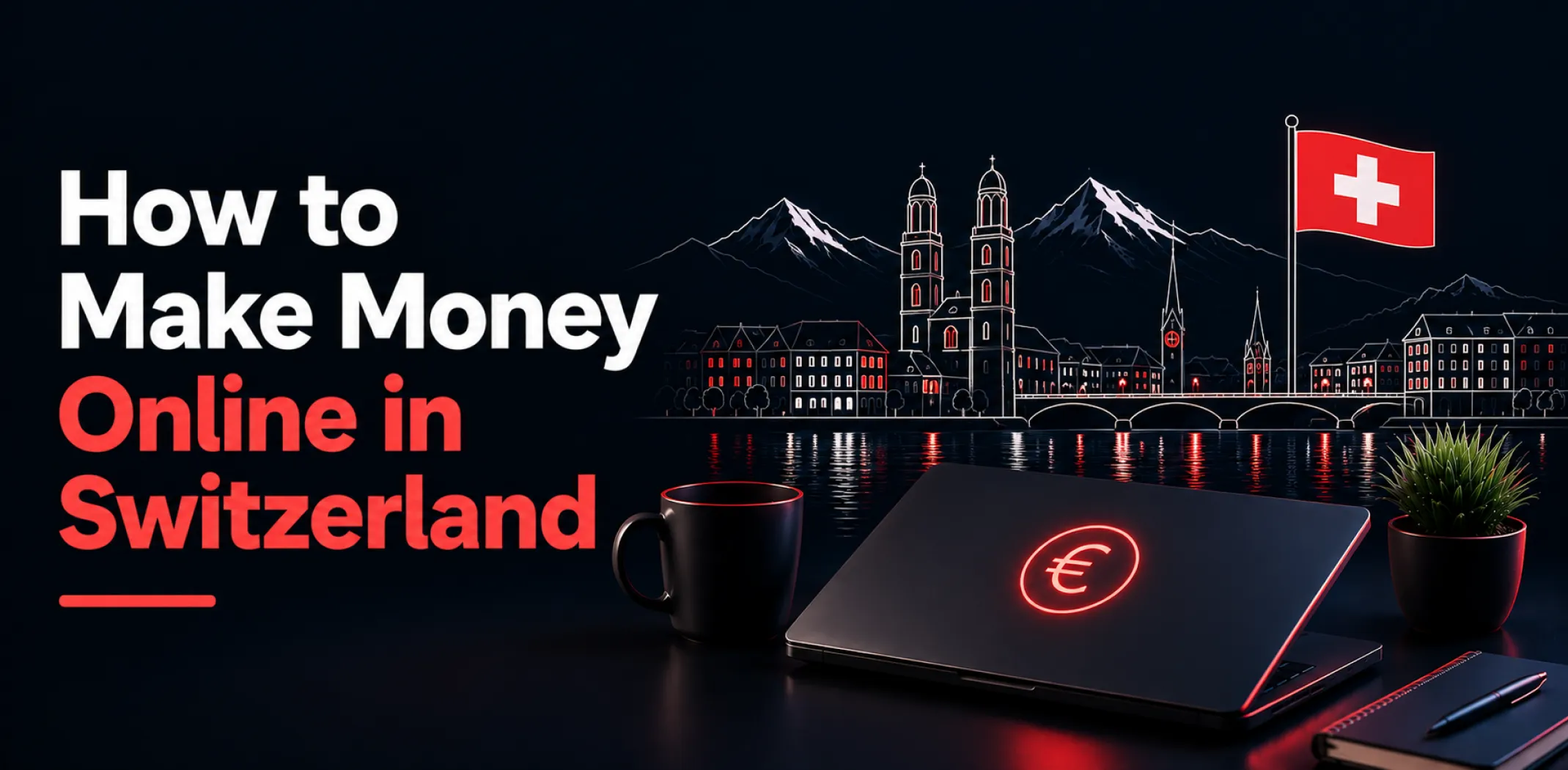 Featured image for an article about how to make money online in Switzerland