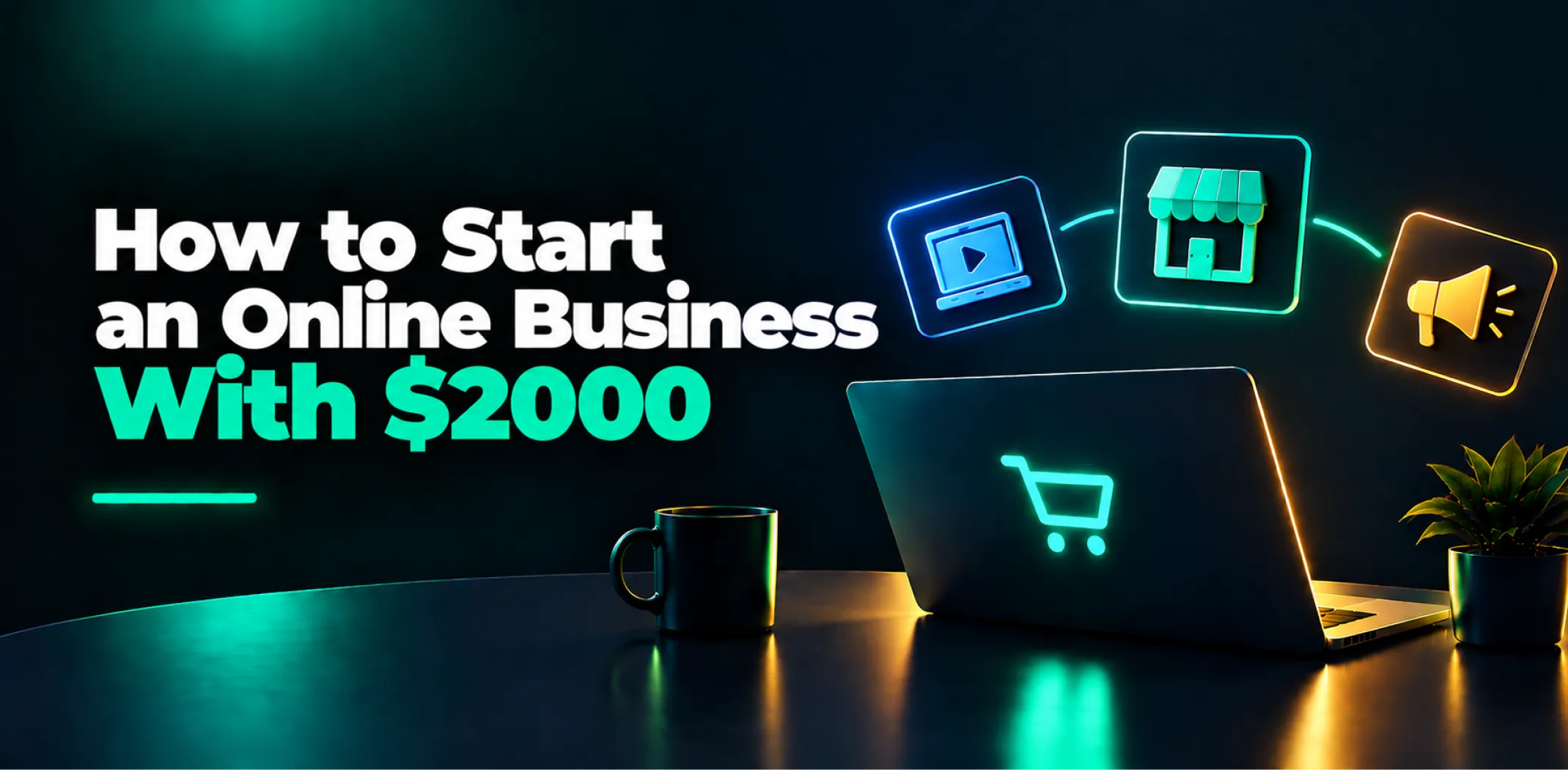 Featured image for an article on how to start an online business with $2000