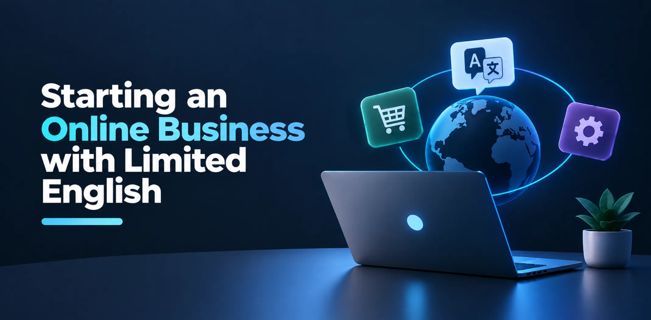 Featured image for an article about starting an online business without English skills