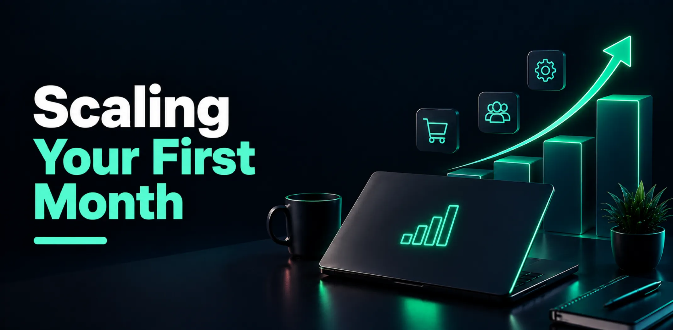 Featured image for an article about scaling an online business in the first month