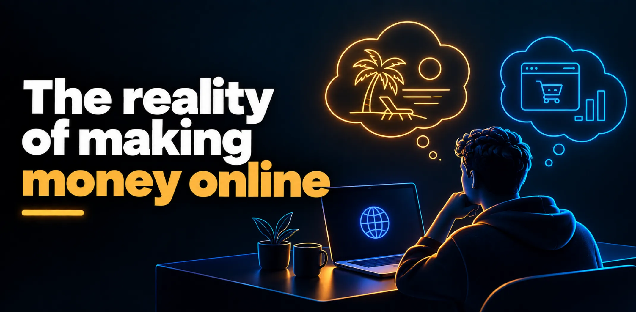 Featured image for an article about the reality of making money online