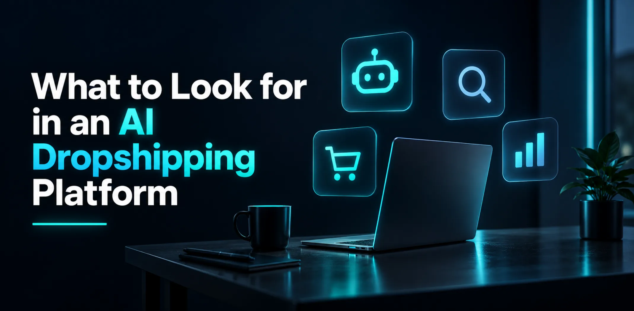 Featured image for a guide on what to look for in an AI dropshipping platform