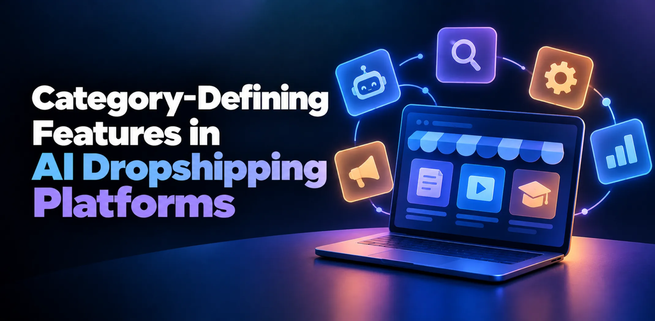 Featured image for an article on the essential features in AI dropshipping platforms