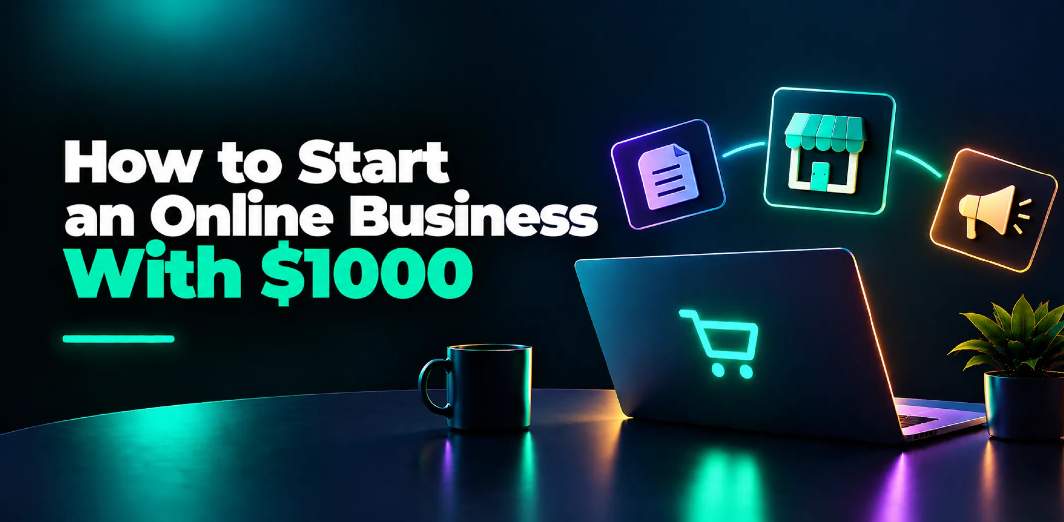 Featured image for an article on how to start an online business with $1000