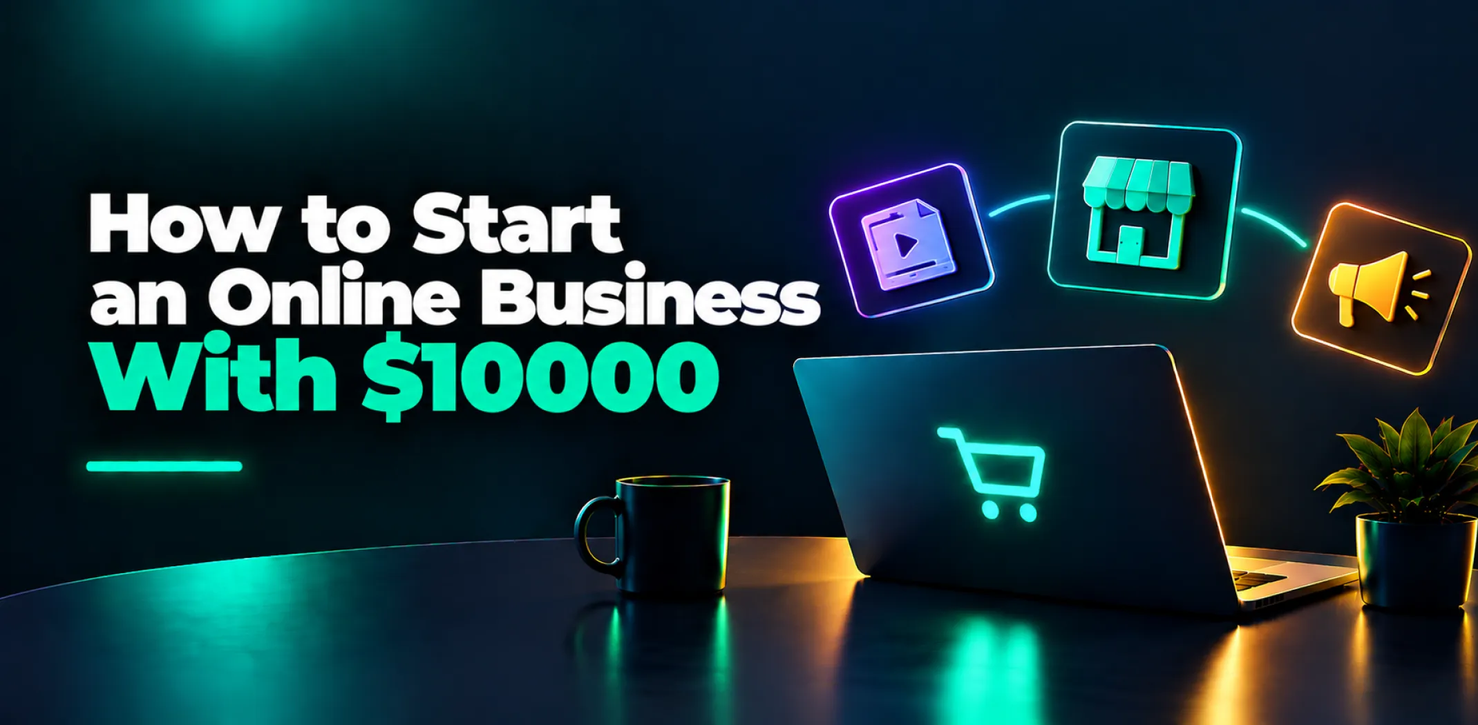 Featured image for an article on how to start an online business with $10000