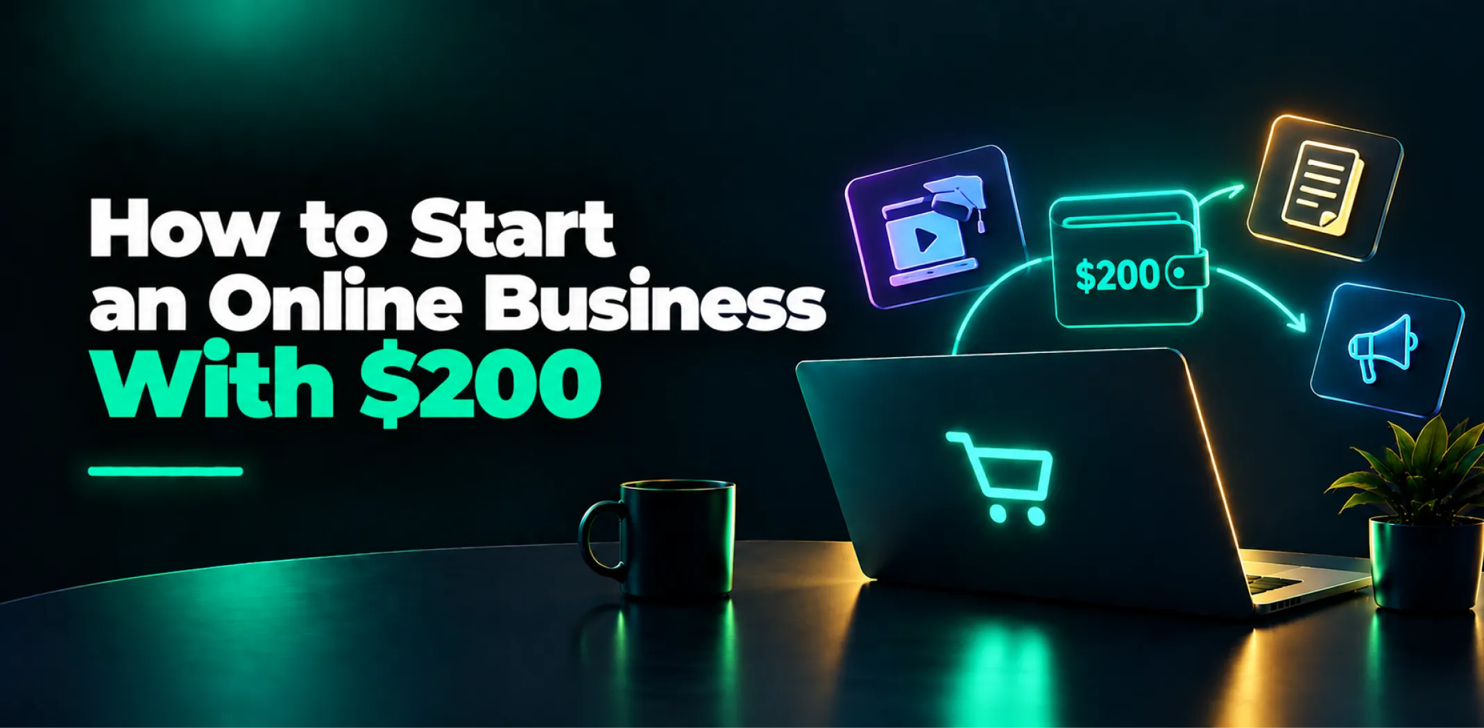 Featured image for an article on how to start an online business with $200