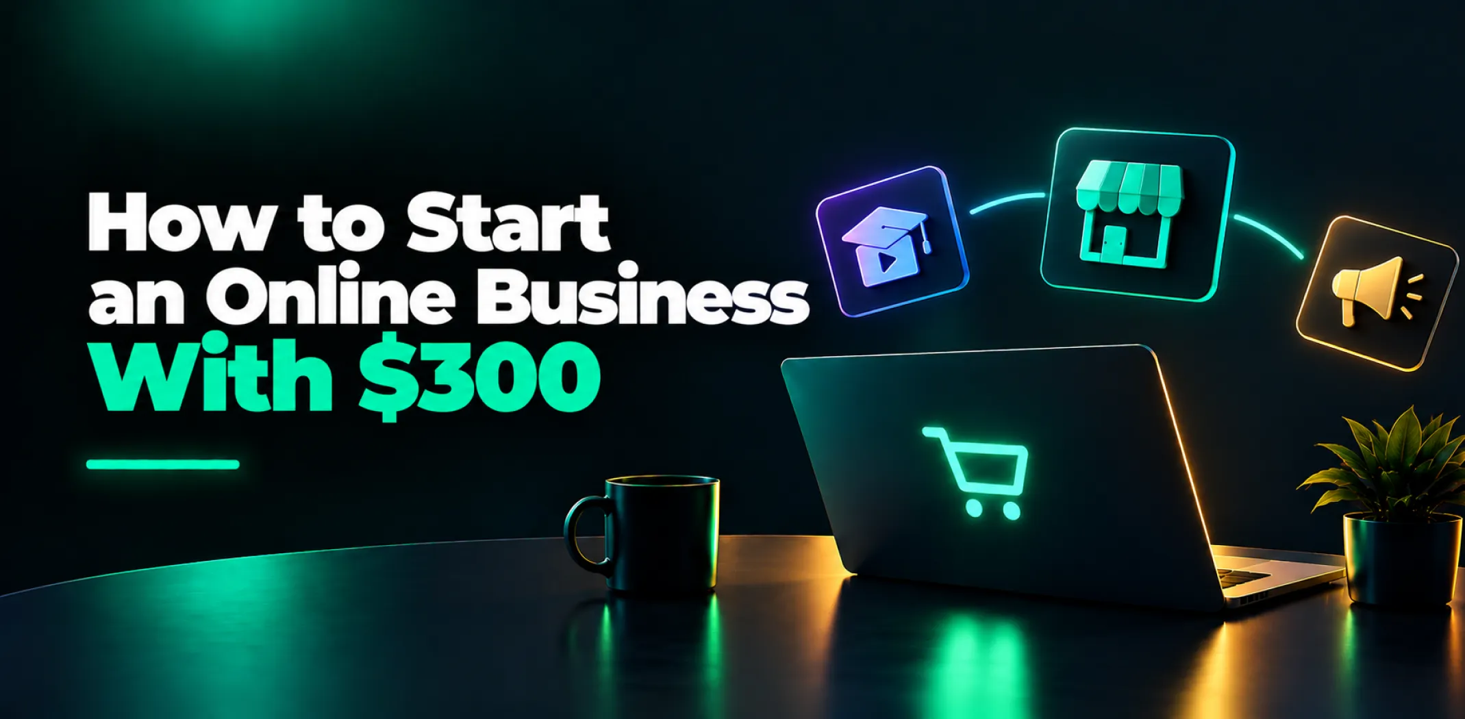 Featured image for an article on how to start an online business with $300