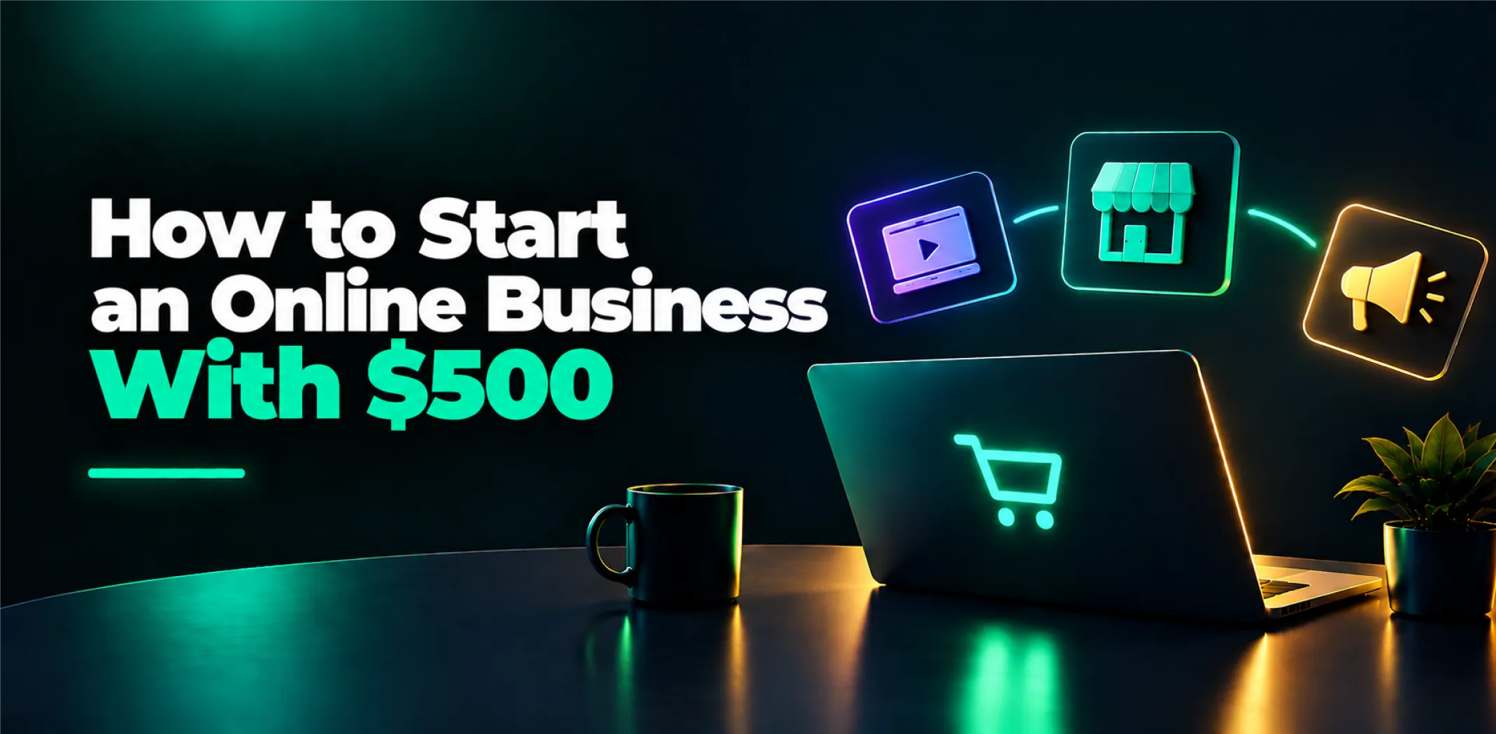 Featured image for an article on how to start an online business with $500